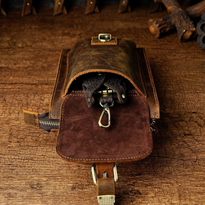 Sac banane multifonction en cuir de qualité pour homme, style rétro café, sacoche messager, pochette de téléphone d'été - Product Image 5