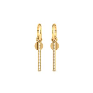 Pendientes de aro colgantes de plata de ley 925 chapados en oro con barra lineal, dijes de circonita, moneda y disco, joyería Huggie para mujer, regalo - Product Image 2