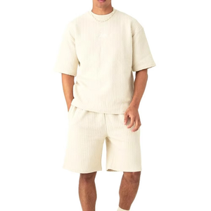 Custom Design <b>Men's</b> Summer Breathable Quick Dry Cotton Streetwear Two-Piece Set Short Sleeve Shirt & Shorts - Product Image 2