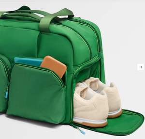 Sac de sport pliable en nylon vert unisexe – Sac de grande capacité pour la gym, les voyages, le sport et le fitness avec compartiment à chaussures - Product Image 6