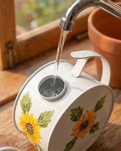 Hermosa regadera decorativa amarilla con diseño floral, perfecta para plantas de interior y exterior, jardín y uso en balcones y patios. - Product Image 2