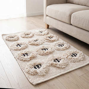 Farmhouse Cotton Floor Rug with Textured Stripe <b>Weave</b> for Contemporary Interiors - Product Image 3