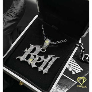 Pendentif Lettre BPM Gothique Personnalisé Moissanite VVS Certifiée GIA Argent Sterling 925 Iced Out Collier Hip Hop Luxe - Product Image 3