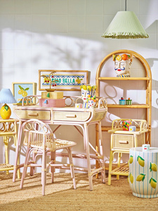 Minimalist Narrow <b>Yellow</b> Rattan Nightstand With Drawer Handmade Bedroom Kid Furniture For Bedroom Nursery And Living Room - Product Image 6