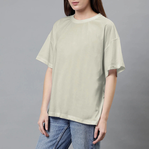 Camiseta de Verano para Mujer, Holgada, Transpirable, con Logotipo Personalizado, Tejido Liso Reforzado, 100% Algodón, OEM - Product Image 6