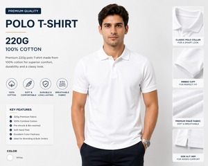 Polo 100% algodón Supima blanco para hombre – Corte Premium Mercerizado - Product Image 2