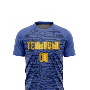 Camiseta de Fútbol Personalizada para Hombre, Azul a Rayas, Sublimada, Manga Corta, Absorbe la Humedad, Corte Atlético, Uniforme Deportivo - Product Image 3