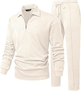 Men's for Half-<b>Zip</b> <b>Hooded</b> Lightweight Tracksuit Set Full Sleeve Solid Color Breathable Casual Wear Winter Loose Fit Drawstring - Product Image 1