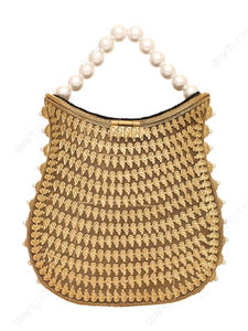 Pochette de soirée structurée en velours noir indien fait main avec poignée perlée et bordure dorée pour la vente en gros et l'approvisionnement OEM - Product Image 6