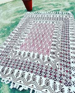 Handmade Eco-Friendly Traditional Style Block Print Cotton <b>Throw</b> Tassels 100% Cotton for Home Decor - Product Image 5