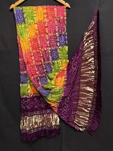 Ethnic Rayon Chiffon <b>Shawl</b> With Embroidery Color Blocking Pattern For Women Casual Spring Summer Wear - Product Image 1