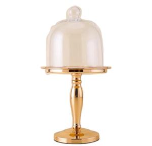 Soporte para pasteles de lujo, metálico dorado, ecológico, con cubierta de cristal en forma de cúpula, para restaurantes, cafeterías, hoteles y uso doméstico. - Product Image 1