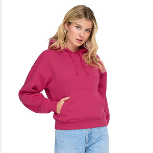 Women's Oversized Hooded Fleece Sweatshirt Solid Color Pocket Design Breathable Cotton Autumn Wear Regular Length - Product Image 4