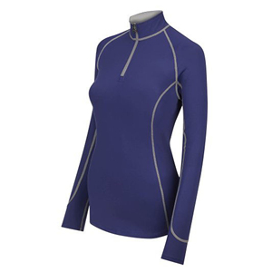 Haut de sport pour femme violet à manches longues avec fermeture éclair, régulier, respirant, anti-humidité, couleur unie, pour l'équitation - Product Image 1