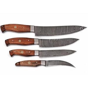 มีดเชฟเหล็กดามัสกัส 4 ชิ้น 67 ชั้น ผลิตด้วยมือโดย Steel Craft International ด้ามจับแบบกำหนดเอง คมกริบ ขอบหยัก - Product Image 2