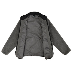 Men's Black <b>Sherpa</b> <b>Fleece</b> Jacket Stand Collar Zip Up Orange Trim Thick Winter Coat - Product Image 3