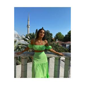 Set di Bustier e gonna con maniche a spalline verdi da donna