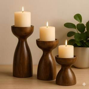 Premium Handmade Wooden Candle Holder For Decorative Dining Settings Luxury Interior Styling And Contemporary Home Decoration - Product Image 4