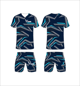 Conjunto de Uniforme de Fútbol Personalizado por Sublimación, Diseño Geométrico Azul, Transpirable, para Hombre, Kits de Entrenamiento de Fútbol, Traje Deportivo para Equipo, Venta al Por Mayor - Product Image 1