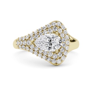 Anillo de Compromiso de Oro Amarillo con Diamante Corte Pera para Mujer, con Diamantes Naturales Certificados por GIA, Estilo de Lujo - Product Image 4