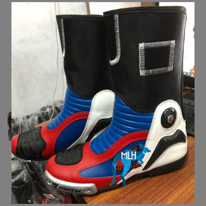Botas de Motociclismo de Cuero de Diseño Exclusivo para Hombre, Forro de Malla de Primera Calidad, Estilo de Carreras, Botas de Speedway - Product Image 4