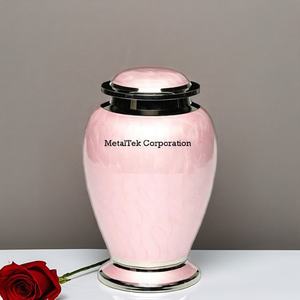 Vente en gros d'urne funéraire rose en aluminium massif revêtu de nickel couleurs personnalisées bord coupé souvenir stockage des cendres urnes funéraires pot - Product Image 3