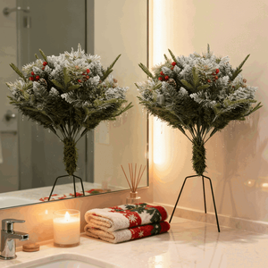 Albero di Natale Artificiale Realistico con 8 Modalità di Illuminazione, 50 LED Caldi, Timer Automatico, Impermeabile IP44, Funzionamento a Batteria, con Supporto in Vaso - Product Image 3