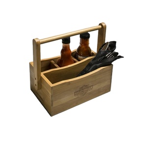 Support de rangement multifonctionnel en bois d'acacia le plus vendu, plateau à boissons en bois, organisateur d'épices avec poignée pour cuisine, bureau, café - Product Image 1