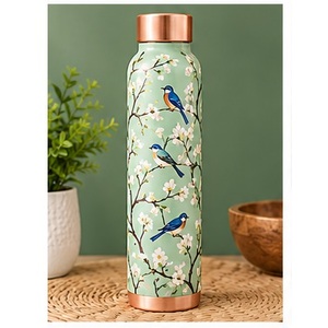 Handcrafted Hummingbird copper <b>Water</b> Bottle with <b>Bird</b> Design Portable Travel Thermos with Lid - Product Image 6