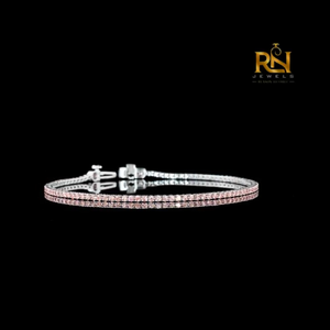 Pink Lab Grown Diamond Tennis Bracelet Fancy Pink Eternity Link Bracelet 9K 14K 18K <b>Solid</b> <b>Gold</b> Fine Jewelry - Product Image 2