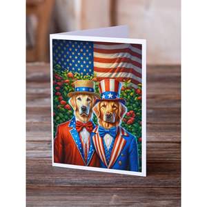 All American Whimsical A7 Tamaño 5x7 Golden Retriever Tarjetas de felicitación Paquete de 8 tarjetas de nota en blanco con sobres - Product Image 2
