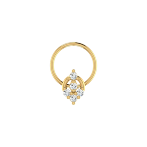 14K Or Marquise Floral Drop Design 0.06ct Diamant Naturel Nez Pin Fine Piercing Bijoux - Product Image 1
