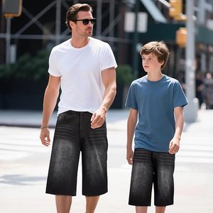 Shorts en jean d'été pour hommes, style urbain, personnalisables avec logo, couleur unie, décontractés, écologiques et respirants, vente en gros - Product Image 1