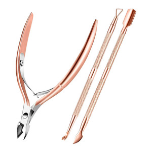 Coupe-cuticules et repousse-cuticules en acier inoxydable HL, outils de pédicure et de manucure durables avec logo personnalisé - Product Image 1