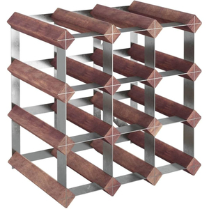 Porte-bouteilles de table en fer forgé avec poignée en bois, style vintage, en treillis métallique, support de rangement et de présentation autoportant - Product Image 2