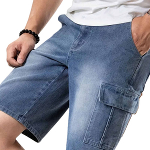 Pantalones cortos de mezclilla de cintura alta para hombre, diseño nuevo 2026, de algodón lavado, con botones, color liso, estilo casual - Product Image 6