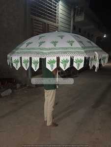Parasol de jardin pliant en tube de fer à motif unique imprimé en relief, style bohème indien, parasol de plage, protection solaire pour patios, fait main - Product Image 6