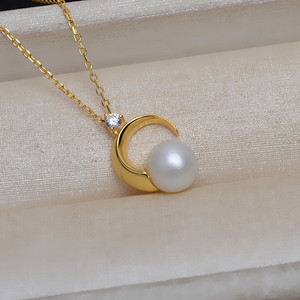Collar con Colgante de Plata S925 Wenchi con Perla Lunar de 7-9mm, Base Vacía para Accesorios de Joyería DIY 20478 China - Product Image 2