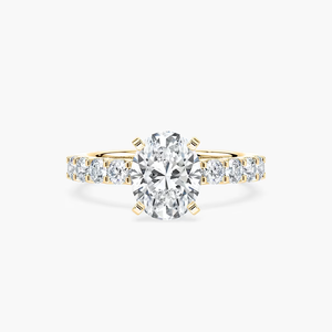 แหวนหมั้นเพชรทรงรี 2.50 กะรัต ผลิตในห้องปฏิบัติการ ได้รับการรับรองจาก IGI ตัวเรือนทองคำแท้ 14K ประดับเพชรแบบ Pave Band แหวนแต่งงานแบบ Solitaire สำหรับผู้หญิง - Product Image 1