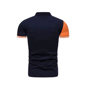 Men's Color Blocked Short Sleeve <b>Polo</b> Shirt Geometric Design Knitted Casual Style Navy <b>Orange</b> White Regular Fit - Product Image 2