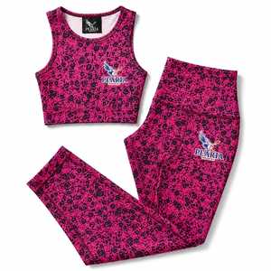 High Waist Floral Print Yoga Leggings <b>Tummy</b> <b>Control</b> Workout Pants With Pocket Custom Logo for Women - Product Image 4