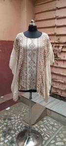 Bohemian Embroidered Cotton <b>Kaftan</b> <b>Top</b> O-Neck Batwing Sleeve Plus Size Long Geometric Pattern Summer Wear - Product Image 2