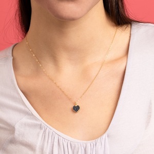 NIKHIL GEMS Élégant Pendentif Cœur en Druzy Noir avec Monture Dorée, Bijou Vintage en Argent 925, Idéal pour Fiançailles, Cadeau Unisexe - Product Image 4