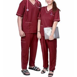 Ensemble de blouses médicales pour hommes, gris, manches courtes, haut et pantalon, pour usage hospitalier, avec stéthoscope - Product Image 3