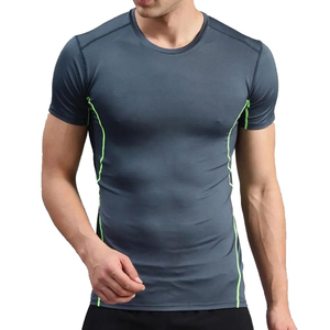 T-shirt de compression pour homme de haute qualité à faible MOQ, logo personnalisé, meilleur prix, entraînement en salle de sport, fitness, extensible, séchage rapide, vêtements de sport - Product Image 6