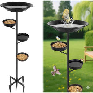 Comedero para Pájaros Silvestres de Metal de 4 Niveles con Base de 5 Puntas, para Uso en Exteriores, Decoración de Jardín - Product Image 1