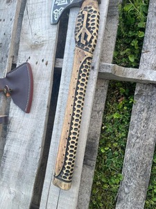 BA Enterprises Winged Goddess Tomahawk <b>Axe</b> Forged Steel Survival Tool Norse Design <b>Wood</b> Handleaxe Custom Design 18-19" - Product Image 6