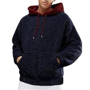 <b>Men's</b> <b>Pink</b> Fleece Hooded <b>Sweatshirt</b> Oversized Regular Fit Casual Pullover Winter Wear Solid Color Basicscotton blended - Product Image 4