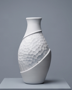 Vase décoratif moderne en métal blanc sculpté, texture moulée, pour bibliothèque, bureau, décoration de table, vente en gros - Product Image 2