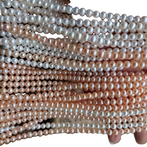 5-6mm Naturel Rond Perles De Culture D'eau Douce Blanc Rose Top Grade pour DIY Collier En Vrac En Gros à Bas Prix - Product Image 1